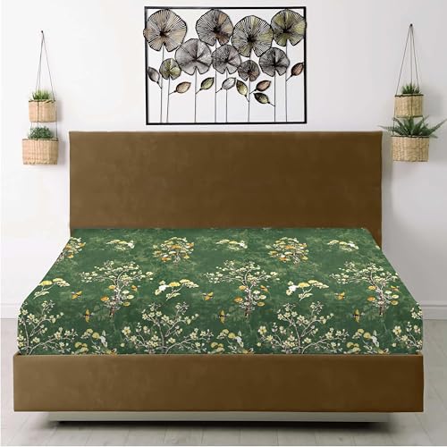 Cotton Comfort Bedding Printed King Size Fitted Sheet 100% Egyptian Cotton Floral Design 400 Thread Count 30cm/12” Extra Deep Fitted King Size Bed Sheets