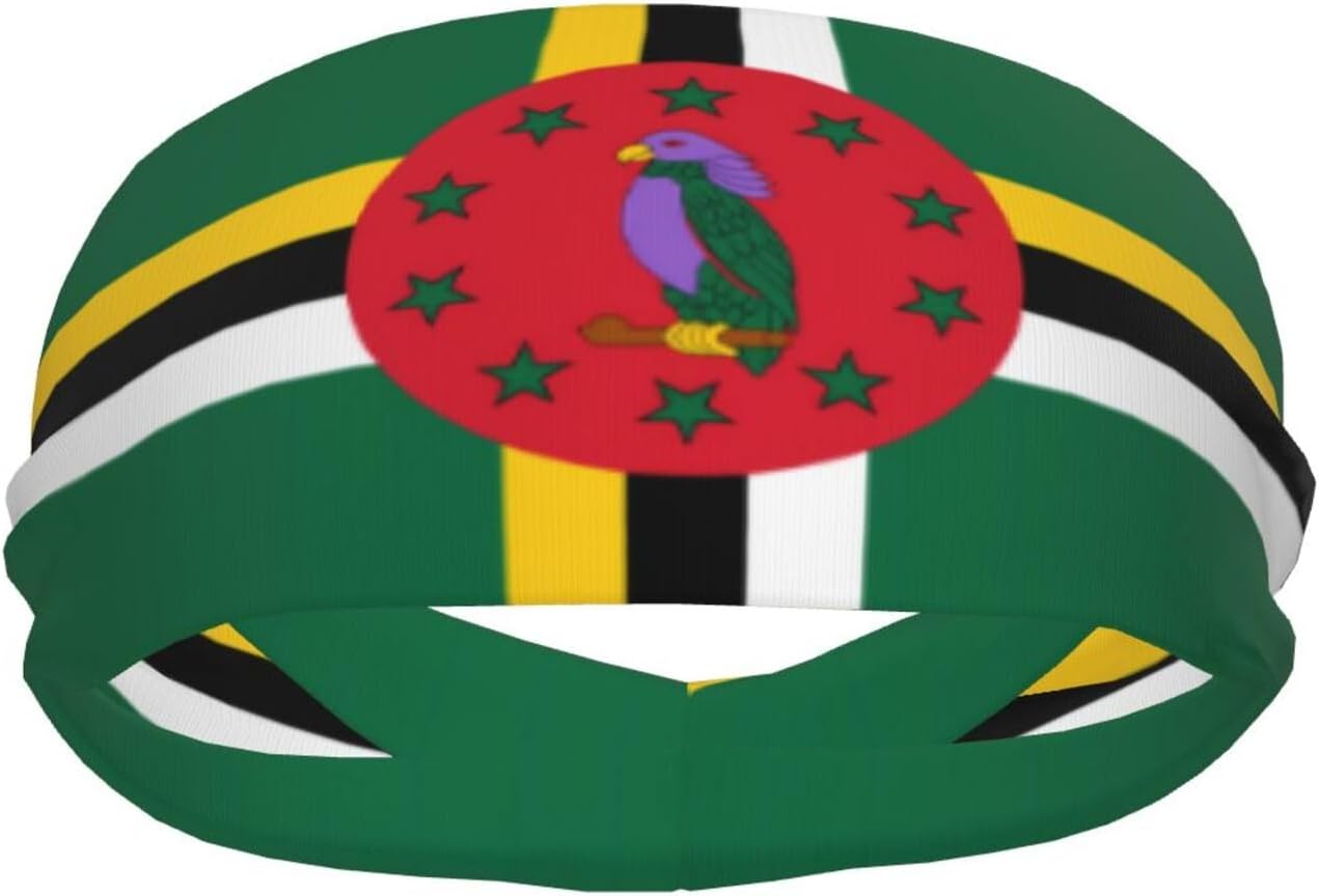Sports Sweatband Headband Exquisite Flag of The Commonwealth of Dominica Print Breathable Lightweight Foldable Fitness Accessory image 2