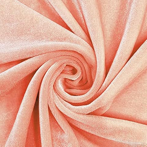 MDS Pack of 1 Yard Stretch Velvet Fabric for Wedding Dress Fashion Crafts Costumes Dance wear Clothing Home Decor Plush Silky Velvet - 58” Width Peach Cover