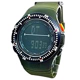  Montre Homme Kaki Vert Militaire Digitale + Aiguille Alarme Date Chrono XXL Army
