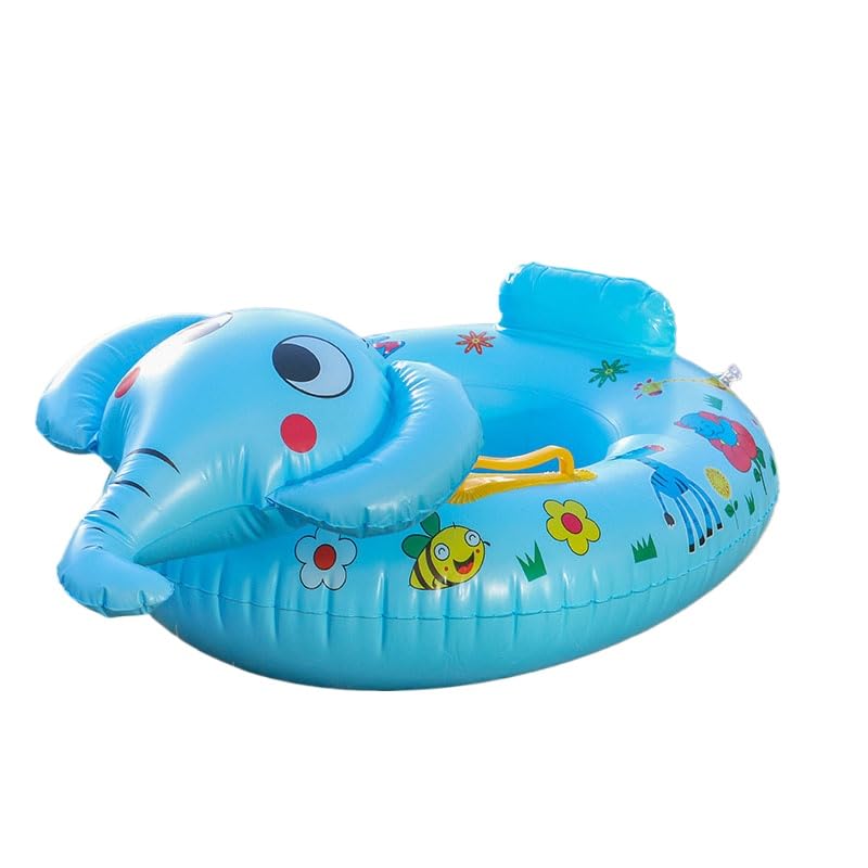 Image of Kids Elephant Shape Swimming Tube Ring Air Blowing Inflatable Cartoon for Summers Holidays Vacations Pool Parties 2 to 8 Years Children Boy Girl Toddlers Birthday Present Returns Gift