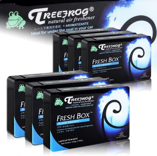 6 Pack Black Squash Tree Frog Natural Extreme Car Scent Air Freshener Fresh Box