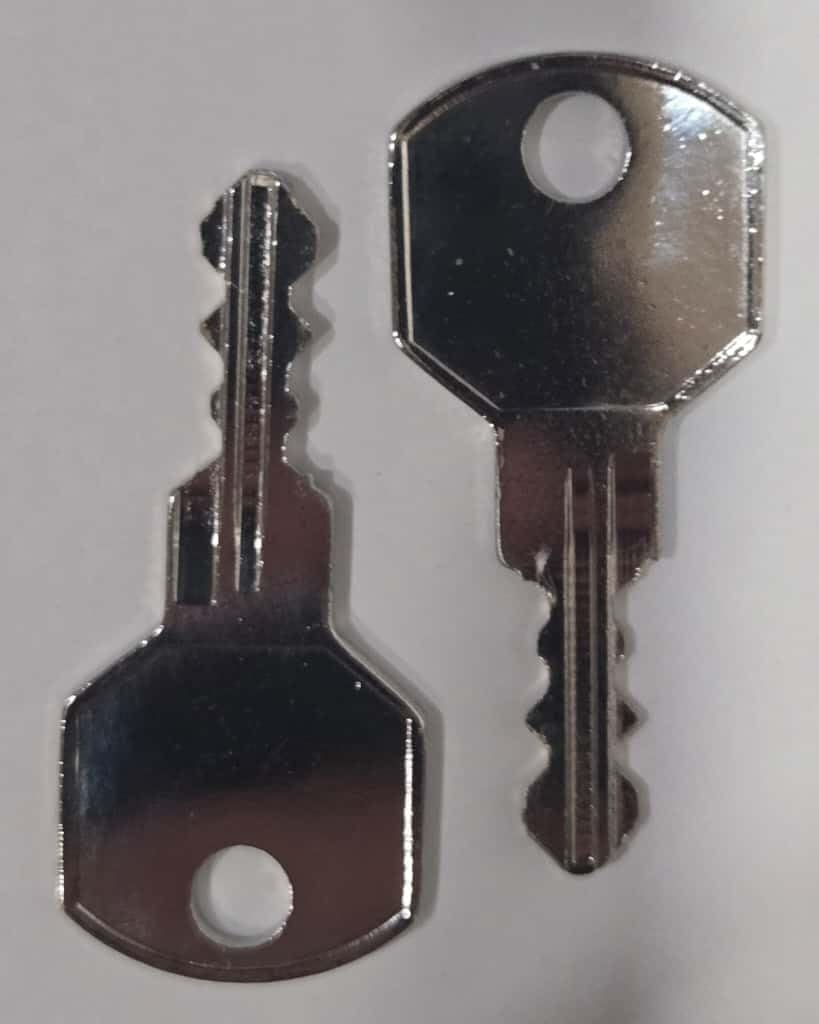 E11 Pair of 2 Replacement Keys Cut to Key Code E11 for Yukon Harbor Freight Tool Box Cabinet. (Cut by Key Copy Express)(You Must Have The Letter E Before The Numbers) Toolbox Code E11