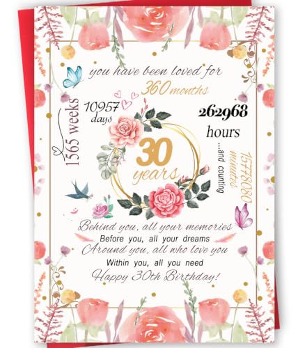 mmuue Happy 30th Birthday Card Gifts Decorations for Women Her