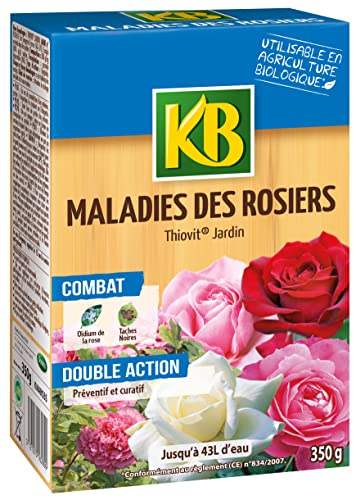 KB KMARO35 - Anti-maladies des Rosiers Mini-Granulés Naturels 350 g - Produit préventif et curatif - Elimine l'oïdium et les tâches noires - A base de soufre, matière active minérale - Jusqu'à 470 m²