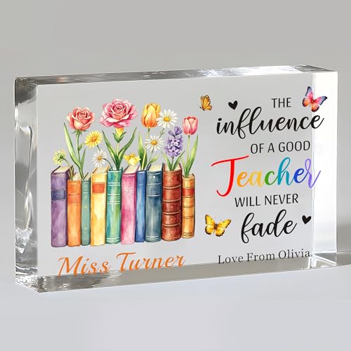 Image of EDSG Personalised Thank You Teacher Gifts, Teacher Appreciation Gifts for Women Men, Best Teacher Acrylic Sign, Thankyou Teacher Gifts End of the Year Teaching Assistant Nursery (Rectangle-1)