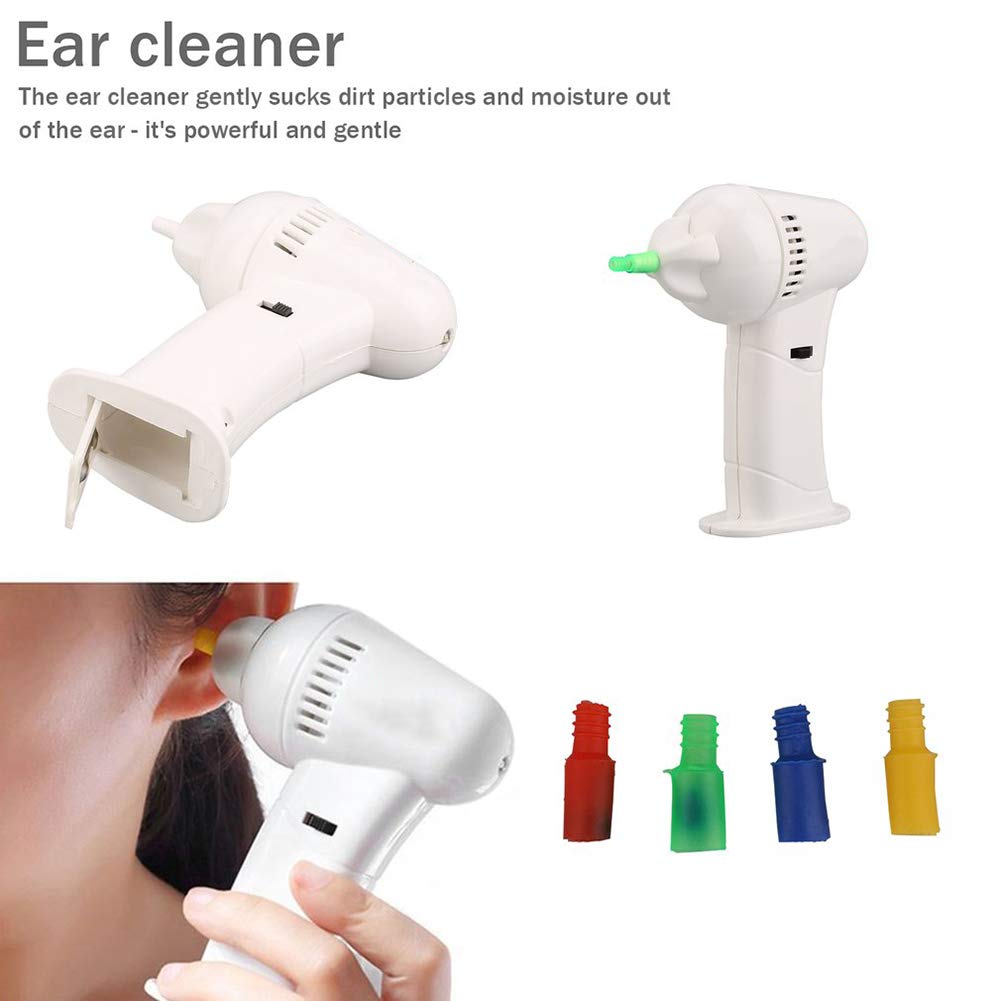 Aspirador de oído electrónico portátil Herramienta de eliminación de Cera de oído con Puntas reemplazables de Luces LED, para Adultos y niños