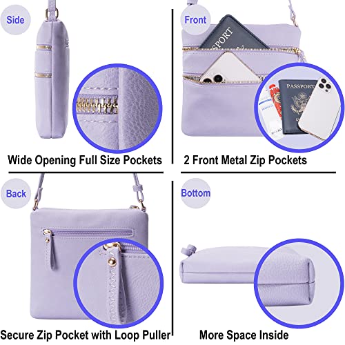 Image of Solene Small Multi Zipper Pocket Crossbody Bag with Adjustable Strap, Lightweight Travel Purse, Daily Small Messenger Pouch