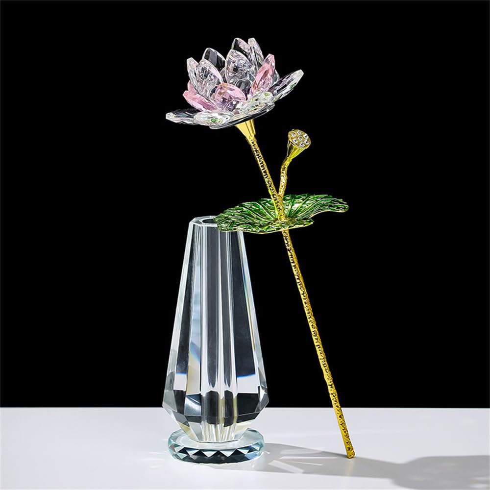 Amazon.co.jp: クリスタル蓮花 クリア水晶蓮の花 置物 ロータス