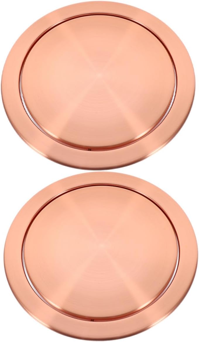 Cabilock 2pcs Stainless Steel Recessed Trash Can Lid round Swing Cover Kitchen Bathroom Countertop Garbage Bin Cap