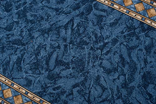 TAPISO Anti Rutsch Teppich Läufer rutschfest Brücke Meterware Blau Gelb Ornament Design Meliert Flur Küche Wohnzimmer 80 x 650 cm – Ansicht 3