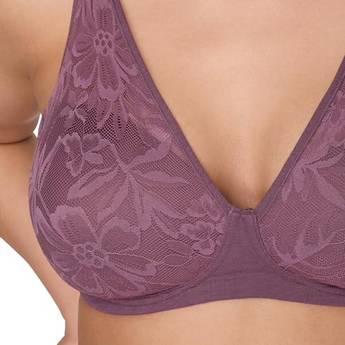 Image of Bali Women's Wireless Bras for Women - Breathe Lace Cotton Modal No Underwire Bra, Adjustable T-Shirt, Plus Size