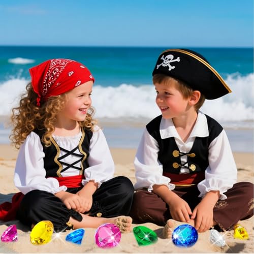 Image of MARFOREVER 8 Pcs Extra Big Diving Gems Pool Toys Pirate Treasure for Kids | 4 x 60mm Oversized Diamonds and 4 x 40mm Acrylic Diamond, Dive Gems, Summer Swimming Training Gift Pool Underwater Games Toy