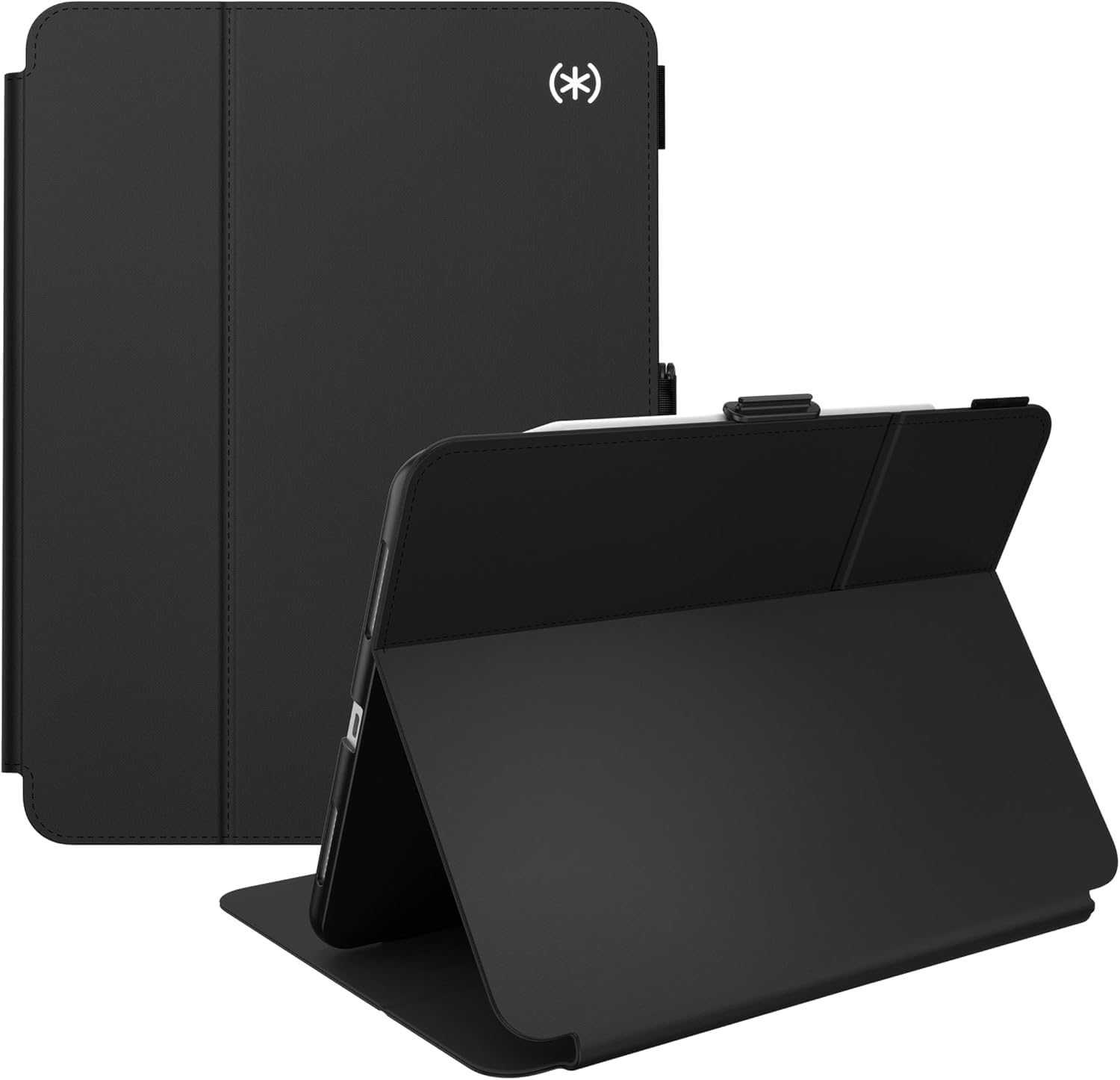 Speck iPad Air 11 Hülle M4 2026 kompatibel mit iPad Air 11 Zoll M4/M3/M2 (2026/2025/2024) mit Stifthalter, Fall- und Kameraschutz, schlanker Multi-Range-Ständer, Balance Folio - Schwarz