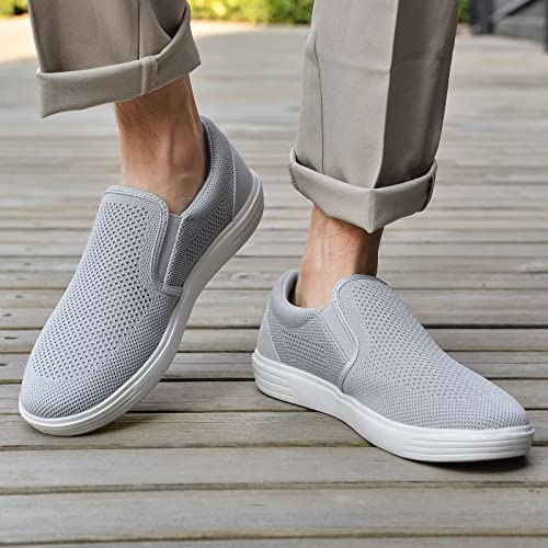 Image of konhill Mens Slip On Loafers Sneakers - Casual Knit Walking Shoes for Men, Lightweight Breathable Memory Foam Boat Shoes, Comfortable Slip-On Driving Loafers for Work Travel Beach