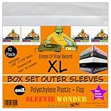 XL Box Set Sleeves (10) + Flap 4mil Thick Strong USA Polyethylene Plastic for 33rpm LP Vinyl Record Album Boxset (+1 Free Dj Sticker)