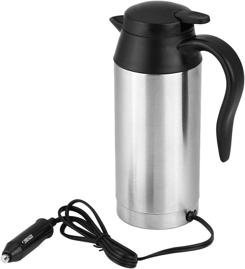 Car Electric Kettle, 750ml 12V Car Stainless Steel Cigarette Lighter Heating Kettle Mug Electric Travel Thermoses