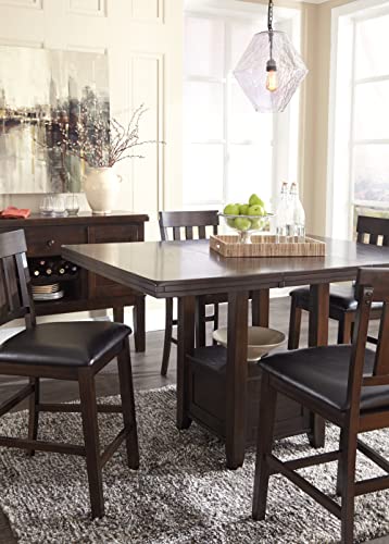 Signature Design by Ashley Haddigan Traditional Rectangular 36" Counter Height Dining Extension Table, Dark Brown - Image 6