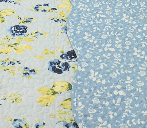 ALL FOR YOU 3pc Reversible Bedspread, Coverlet,Quilt Set-King Size 90" X 100"-Flower - Thumbnail 2