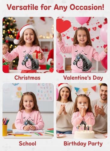 Image of Girls Western Horse T-Shirts - Cute Cowgirl Outfit Kids Short Sleeve Shirts Funny Tops Rodeo Toddler Summer Tee