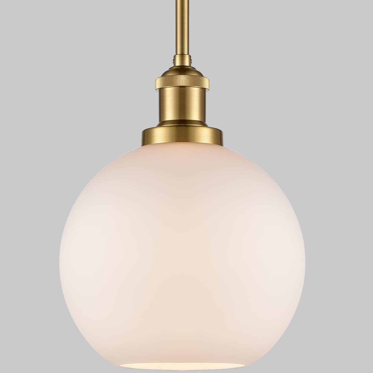 DAYCENT Modern Gold Pendant Lights Kitchen Island, Milk Glass Pendant Lighting Globe Hanging Light Fixture Mid Century 1-Light Brass Globe Chandelier for Dining Room Bedroom