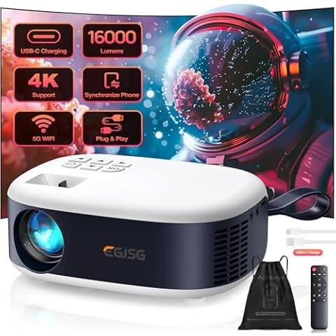 EGJSG 1080P Outdoor Projector with Bluetooth Cover