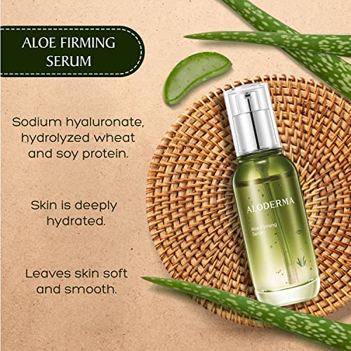 Aloderma Firming Face Serum With 64% Organic Aloe Vera, Plumping Serum For Face With Hyaluronic Acid, Aloe Facial Firming Serum To Diminish The Appearance Of Fine Lines, Wrinkles, Natural Facial Serum #TOP1