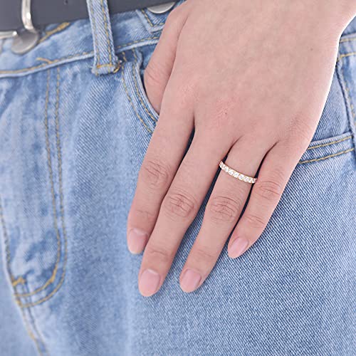 TIGRADE 3mm Women Titanium Engagement Ring Half Cubic Zirconia Eternity Wedding Band Size 3-13, Gold, Size 3.5 - Image 5