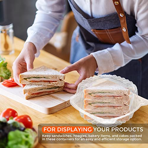 Popmisoler 500Pcs Clear Hinged Plastic Containers,Clamshell Take Out Containers,Clear Clamshell Food Containers,Plastic Hinged Food Container,Sandwich Containers Disposable Of Dessert,Salad #TOP5