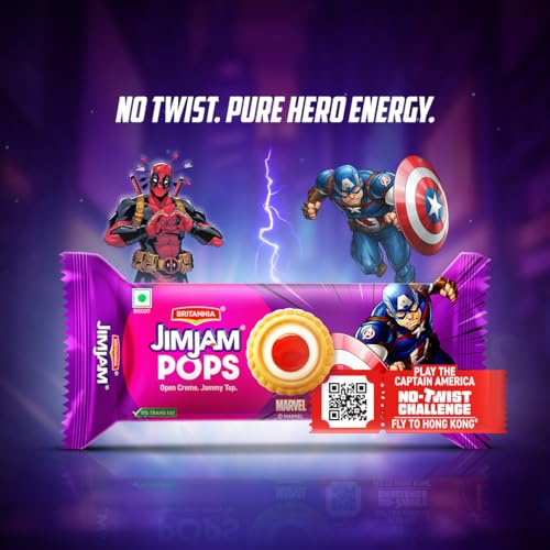 Image of Britannia JimJam Pops - Crunchy Open Cookie with Vanilla creme and Jammy Center| 70 gm | A new Way to savour creme bisuits