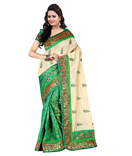 Anshika LifestyleCotton Silk Saree With Blouse Piece (Sf100810Green-Part90_Green_Free Size)