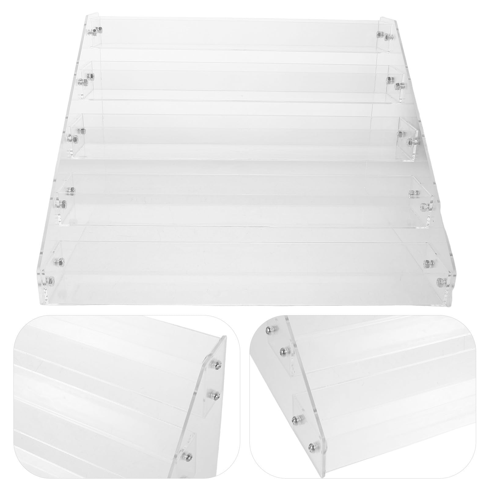 2 Piezas Organizador de Maquillaje Acrílico Transparente de Múltiples Capas con Diseño Escalonado y Acabado Liso para Categorización en Encimeras y Centros de Belleza