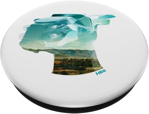 Miniatura 2 de f-rico Stylized Tech Mech with Landscape Background PopSockets Standard PopGrip