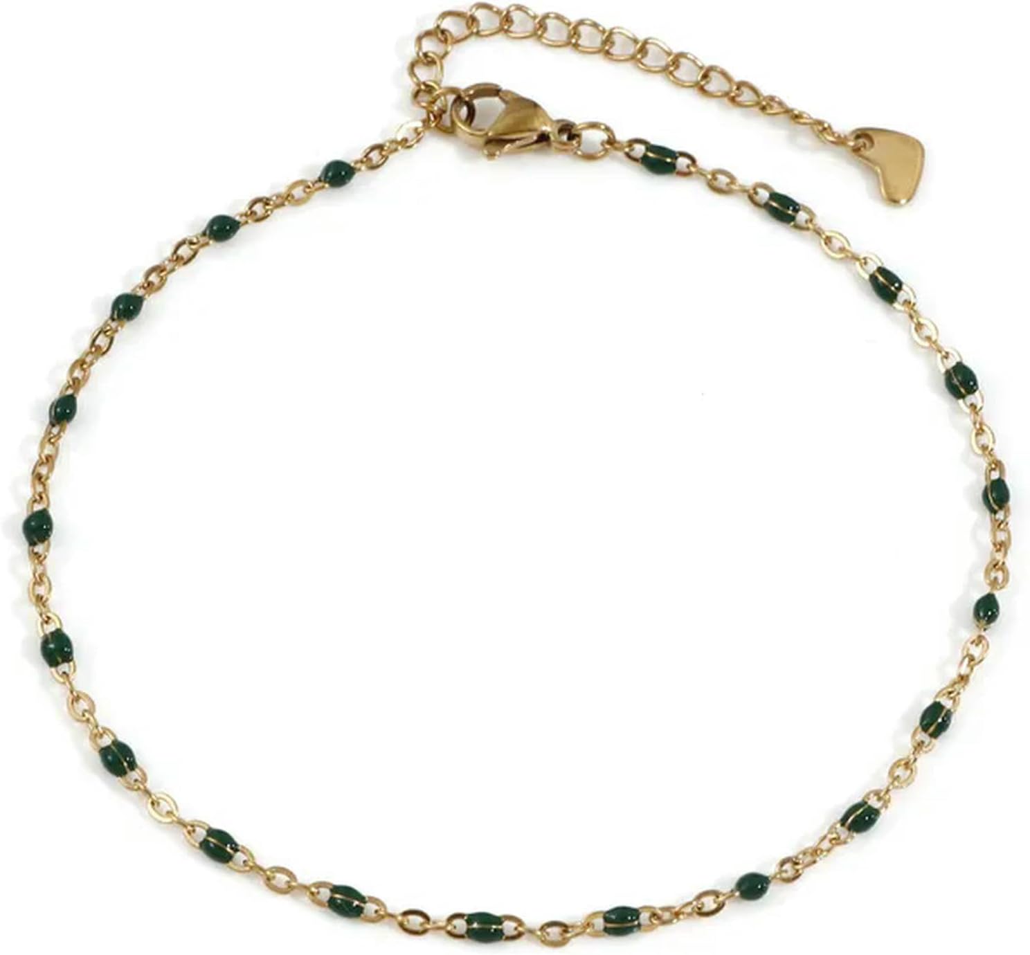 Prosty złoty kolor Curb Link Chain Multicolor Emaliowane Bransoletki Na Stopę Lato Kobiety Anklet Biżuteria(Multicolor)