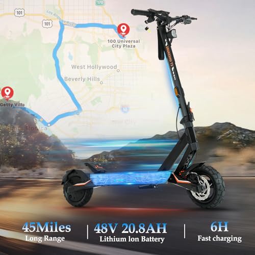 Image of Electric Scooter for Adults, 5600W /1500W /1200W /800W Motor Fast Electric Scooter, 46 /40 /35 MPH Top Speed, 27Ah /20.8Ah /15.6Ah Battery, 10 /11 inch Off Road Tire Foldable E-Scooter for Commuter Outdoor campus