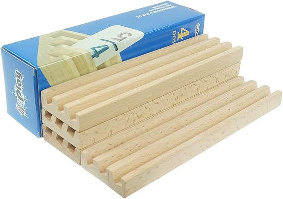 PUREPLAY Wooden Domino Trays Set of 4, Wooden Domino Trays Holders for Domino Tiles,Domino Games,Mexcian Train,Chickenfoot and Other Domino Games,for Adults-Domino NOT Include