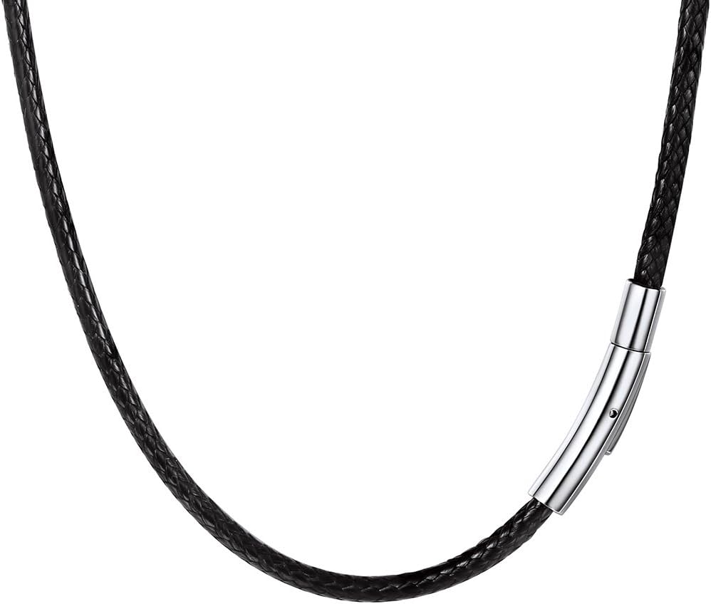 PROSTEEL Waterproof Leather Necklace Cord for Men, 2MM/3MM, 16”-30”, with Stainless Steel Clasp, DIY Chain for Pendant, Come with Box