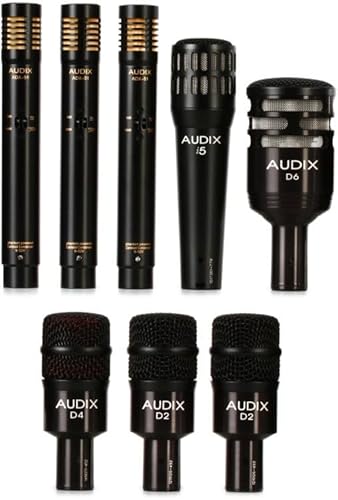 AUDIX DP7 Plus 8-piece Drum Mic Kit for Kick, Snare, Toms, Overheads, and Hi-hat with Case - Black