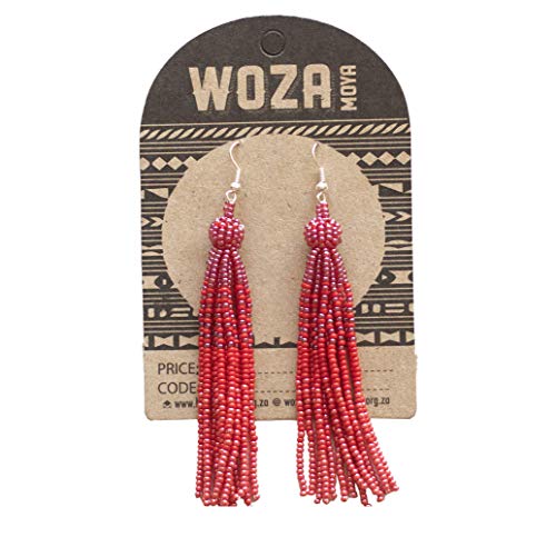 Bauble Zulu Earrings - Red | by Woza Moya (Come Spirit of Change) | Handmade by The Hillcrest AIDS Centre Trust Crafters in South Africa