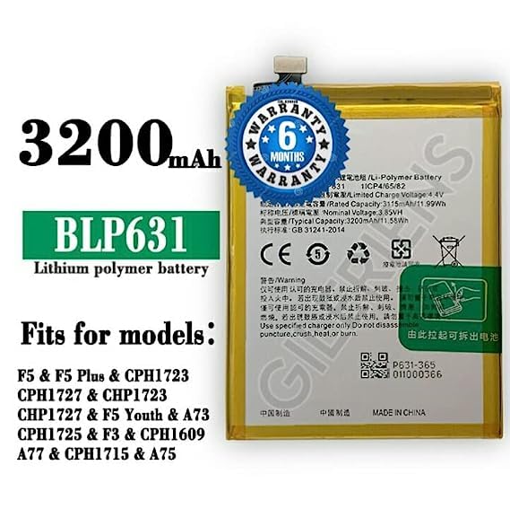 Image of Original BLP631 Battery for Oppo F3, F5, A77, F5 Youth Battery with 6 Month Warranty*** (Z00050)