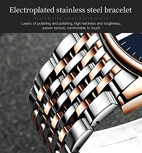 OLEVS Men Watches with Date Bussiness Watches for Male Luminous Quartz Mens Watches Waterproof with Stainless Steel Strap Stopwatch Timing Function (Rose case Black dial) - Image 5