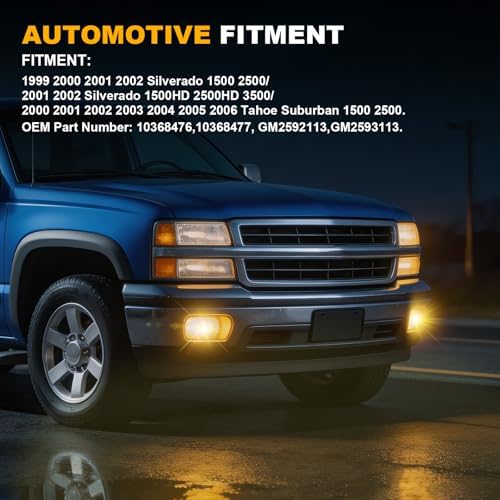 Shocklight Fog Lights Compatible with 1999-2002 Chevy Silverado 1500 2500, 2000-2001 Silverado 3500, 2000-2006 Suburban/Tahoe(Not for model with Z71), A Pair Of Fog Lamps with Smoked Lens — view 6