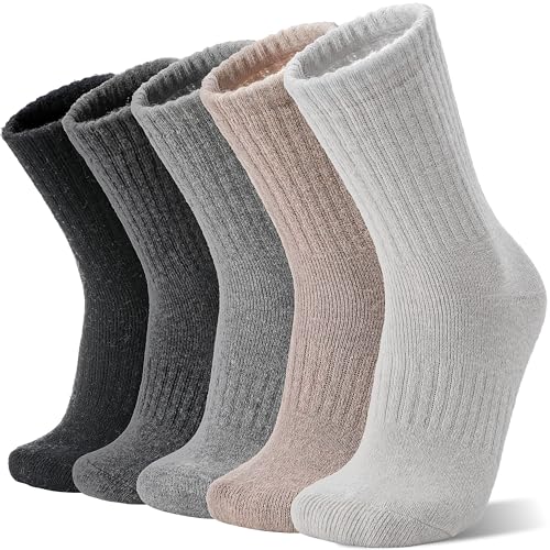 Image of Sandsuced 5 Pack Merino Wool Boot Hiking Socks for Women Warm Winter Thick Thermal Cozy Work Soft Ladies Socks
