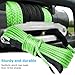 KHGUZ 0.19'' x 49 Ft Car Synthetic Winch Rope Kit, 10000LBS Heavy Duty Vehicle Winch Cable with Protecting Sleeve and Thimble, Automotive Accessories, Universal for Off Road ATV UTV (Green)