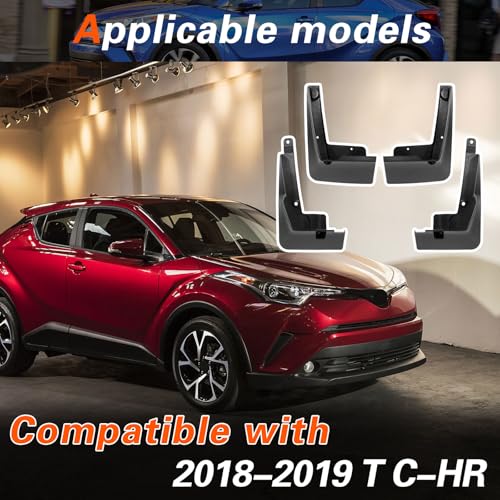 Image of 2019 C-HR Mud Flaps Mud Guards Compatible with Toyota CHR 2018 2019 Splash Guard No Drilling Required All Weather Mudflaps(Set of 4)