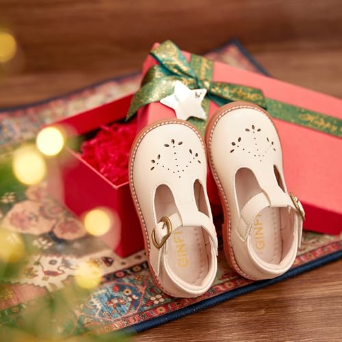 Image of GINFIVE Toddler Girls Dress Shoes Little Kids Flats School Mary Janes Shoes