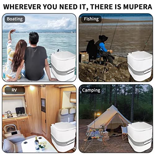 Image of Mupera 6.4 Gallon RV Portable Toilet - Double Seal Anti-Leak Cassette Toilet for Camping & Boating | Heavy Duty Waste Tank for Family Outdoor