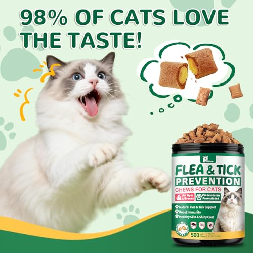 Flea and Tick Prevention for Cats, 500 Cat Flea Treatment, Natural Oral Flea Treatment for Cаts with Vitamins - Supports Skin & Coat, Digestive Health for All Breeds & Ages, Chicken Flavor - Image 3