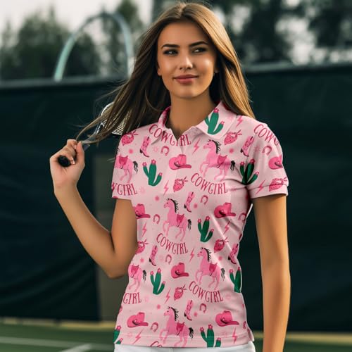 80s 90s Funny Golf Shirts for Women Quick Dry Golf Outfits Athletic Golf Top Printed Golf Tennis Shirts4