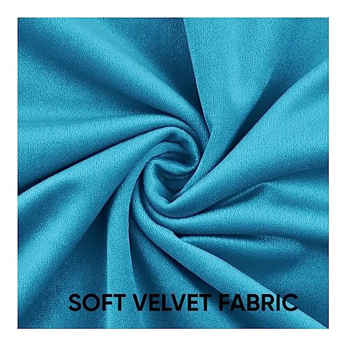 Image of Amazon Brand - Umi Velvet Eyelet Door Curtains with pom pom Lace for Living Room Bedroom Kitchen 1 pc Pack in Teal Color (Windows - 4 feet x 5 feet)